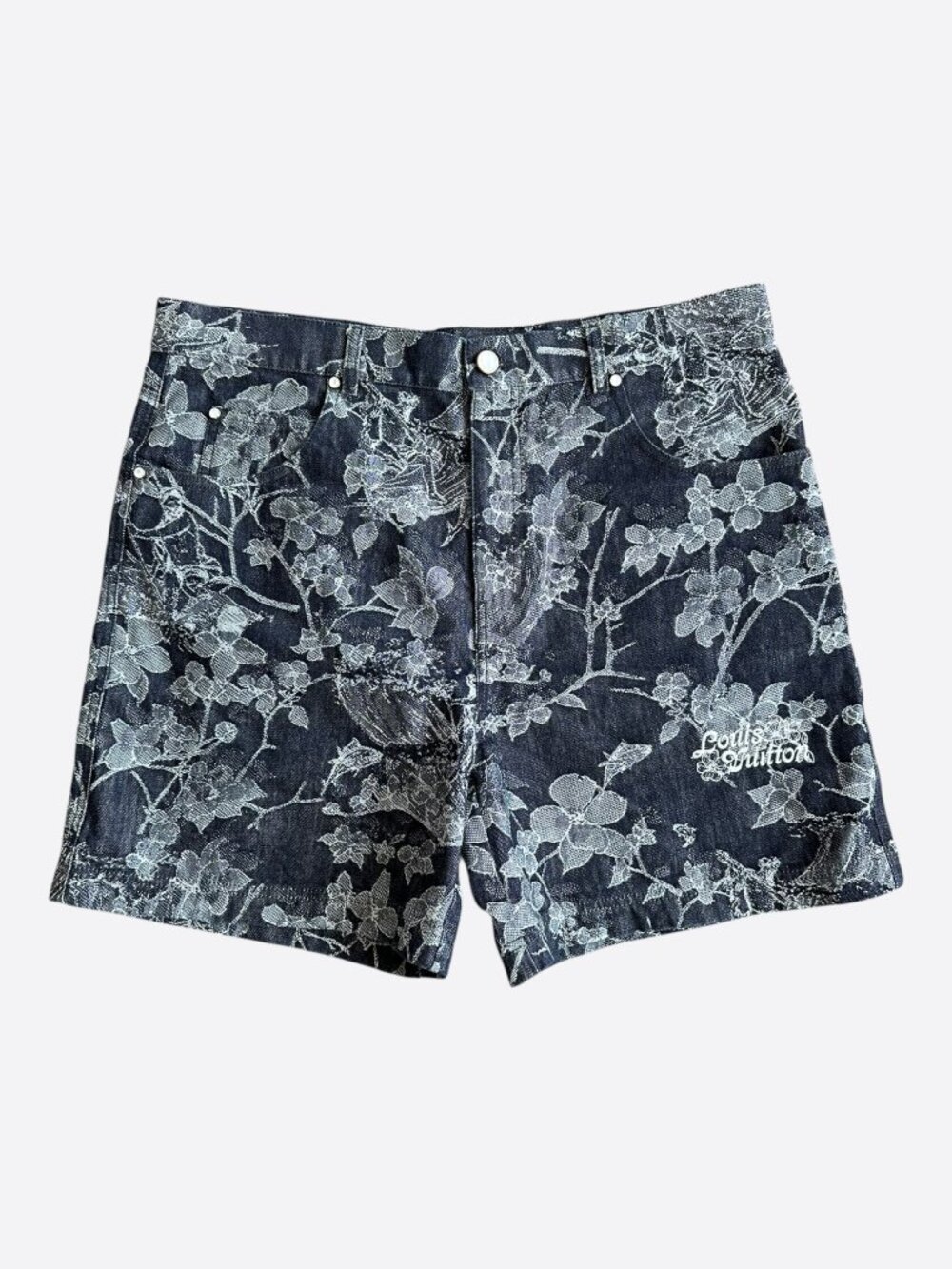 Louis Vuitton Blue & White Floral Denim Shorts